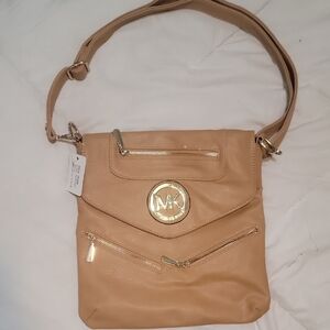 Michael Kors Beige Crossbody Bag with Gold Accents